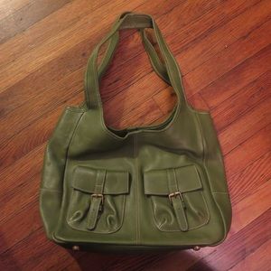 Green leather purse
